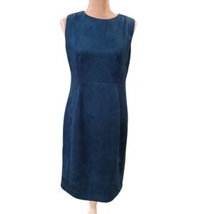 Sold Sold Suede Sheath Dress Sleeveless Blue Gold Zipper Women Size 10